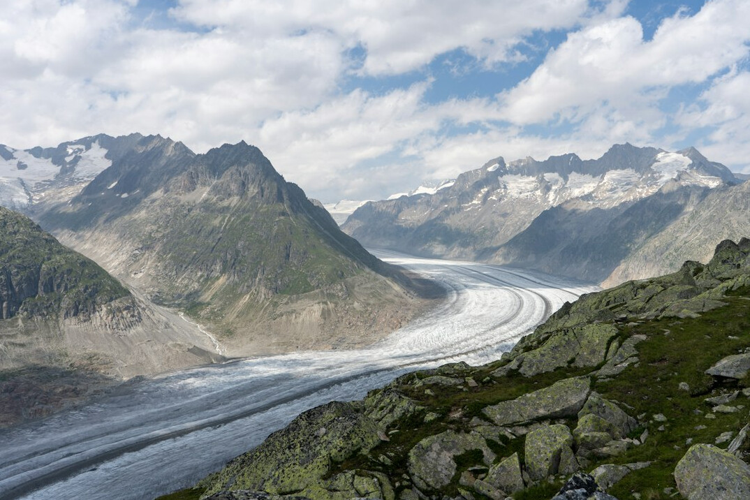 Melting glacier in the Swiss Alps
